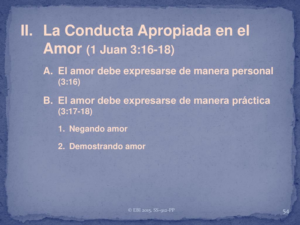 II. La Conducta Apropiada en el Amor (1 Juan 3:16-18)