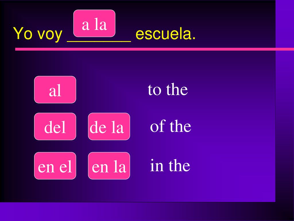 a la al to the del de la of the en el en la in the