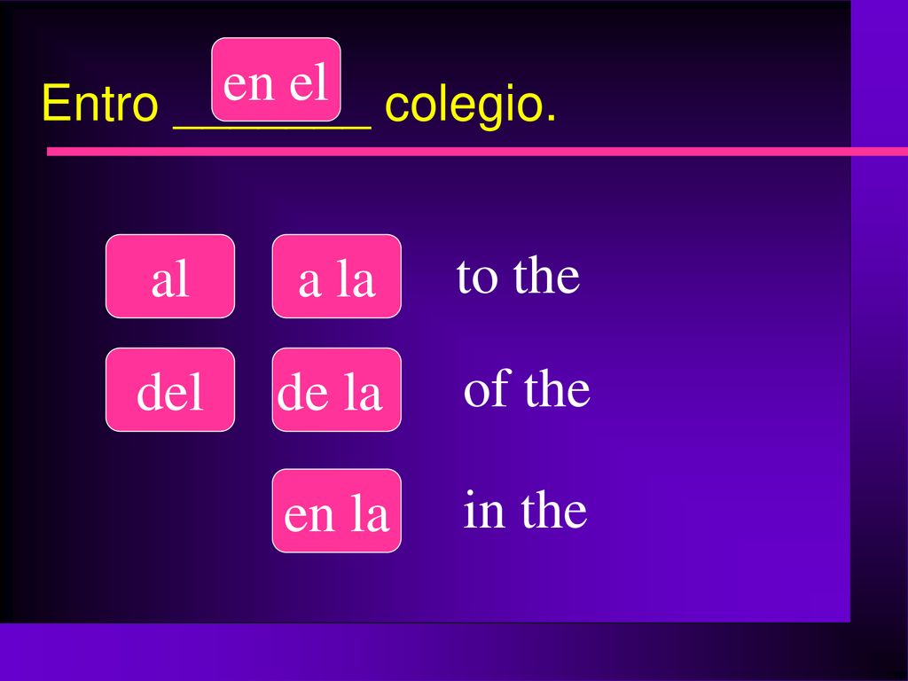 en el al a la to the del de la of the en la in the