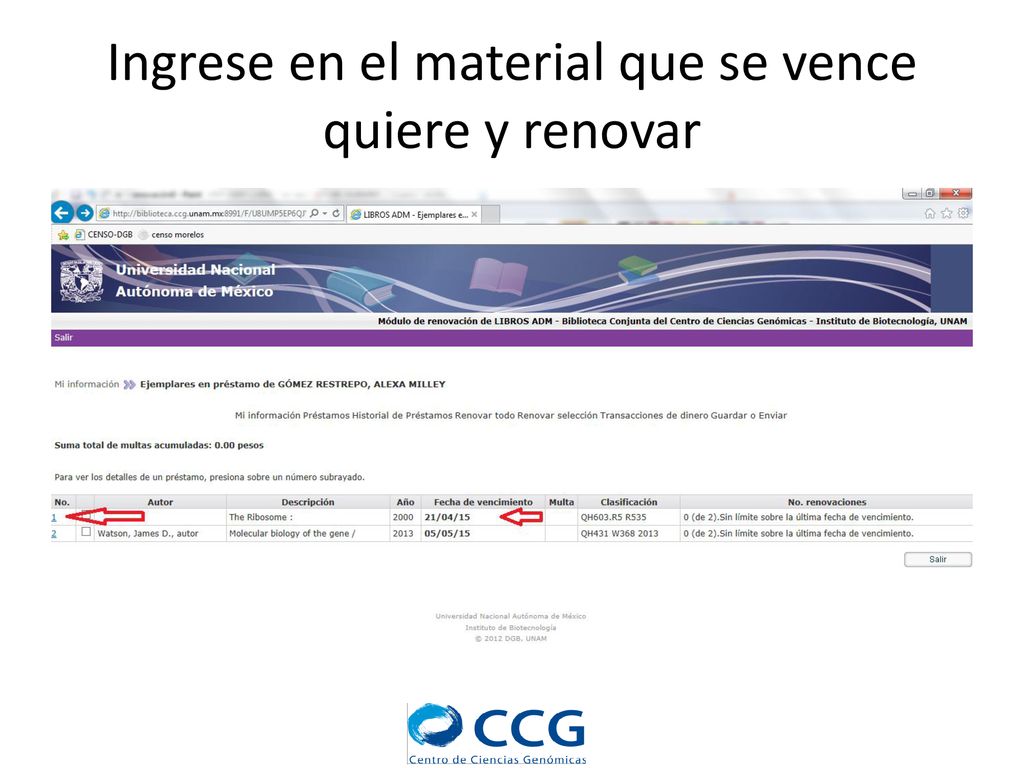 Ingrese en el material que se vence quiere y renovar