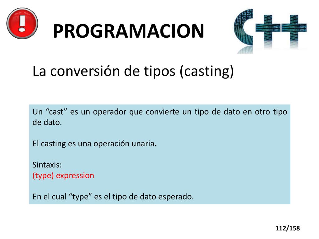 PROGRAMACION La conversión de tipos (casting)