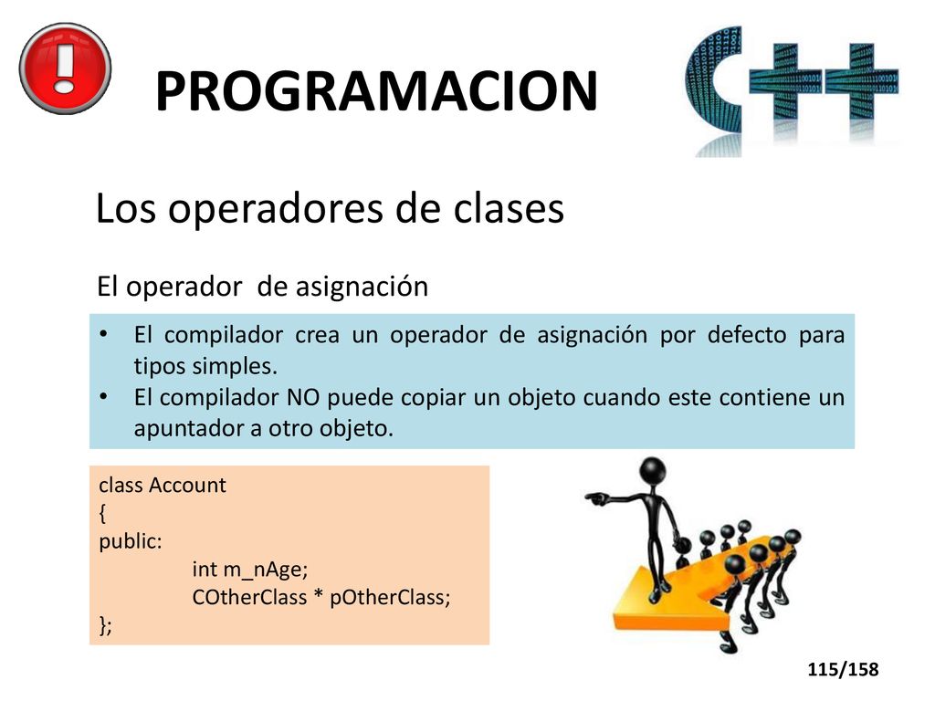 PROGRAMACION Los operadores de clases El operador de asignación