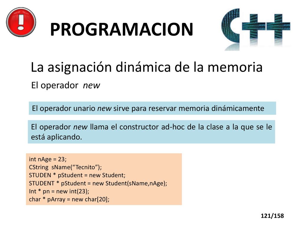 PROGRAMACION La asignación dinámica de la memoria El operador new