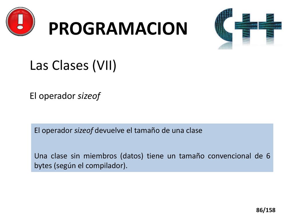 PROGRAMACION Las Clases (VII) El operador sizeof