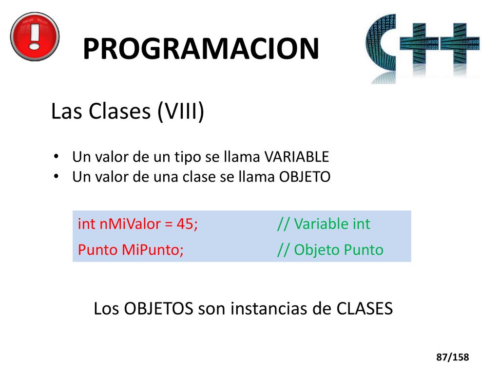 PROGRAMACION Las Clases (VIII) Los OBJETOS son instancias de CLASES