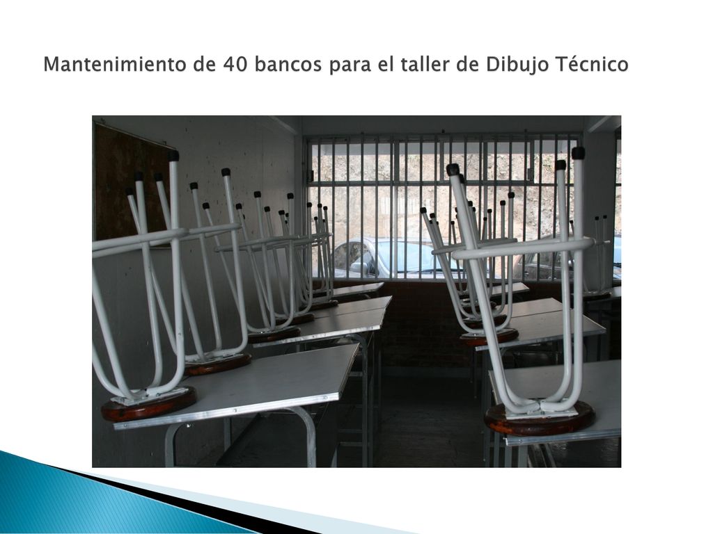 Mantenimiento de 40 bancos para el taller de Dibujo Técnico