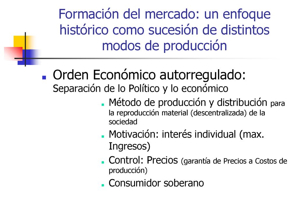 Formación del mercado: un enfoque histórico como sucesión de distintos modos de producción