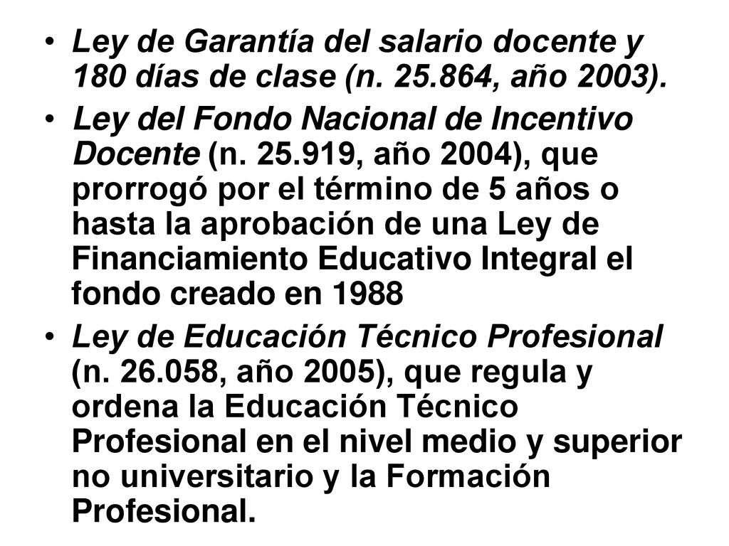 Ley de Garantía del salario docente y 180 días de clase (n. 25