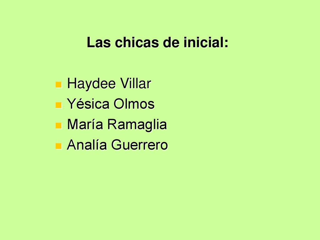 Las chicas de inicial: Haydee Villar Yésica Olmos María Ramaglia Analía Guerrero