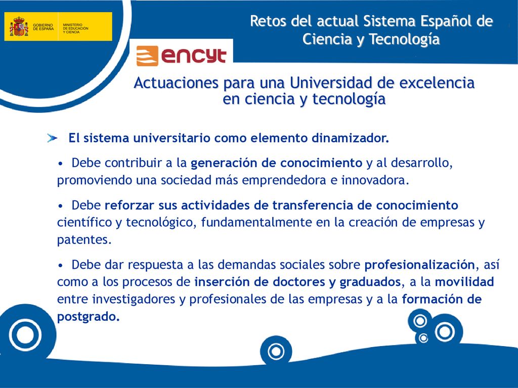 Actuaciones para una Universidad de excelencia en ciencia y tecnología