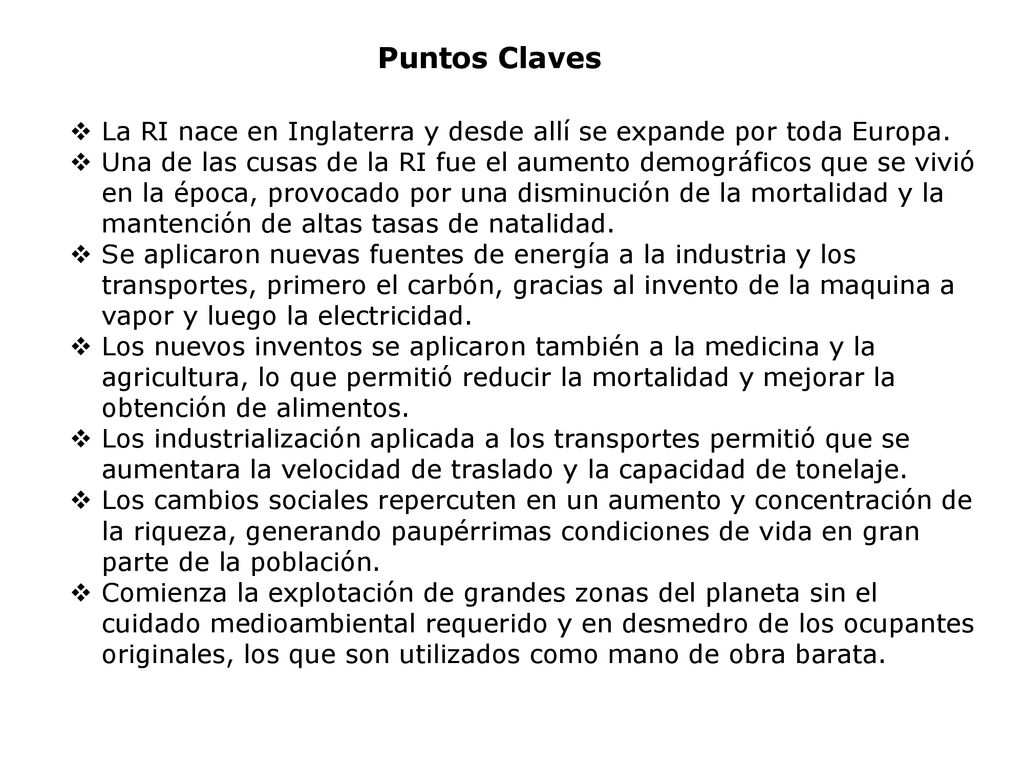 Puntos Claves La RI nace en Inglaterra y desde allí se expande por toda Europa.