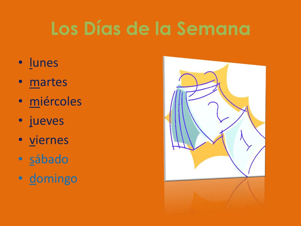 Los Días de la Semana lunes martes miércoles jueves viernes sábado