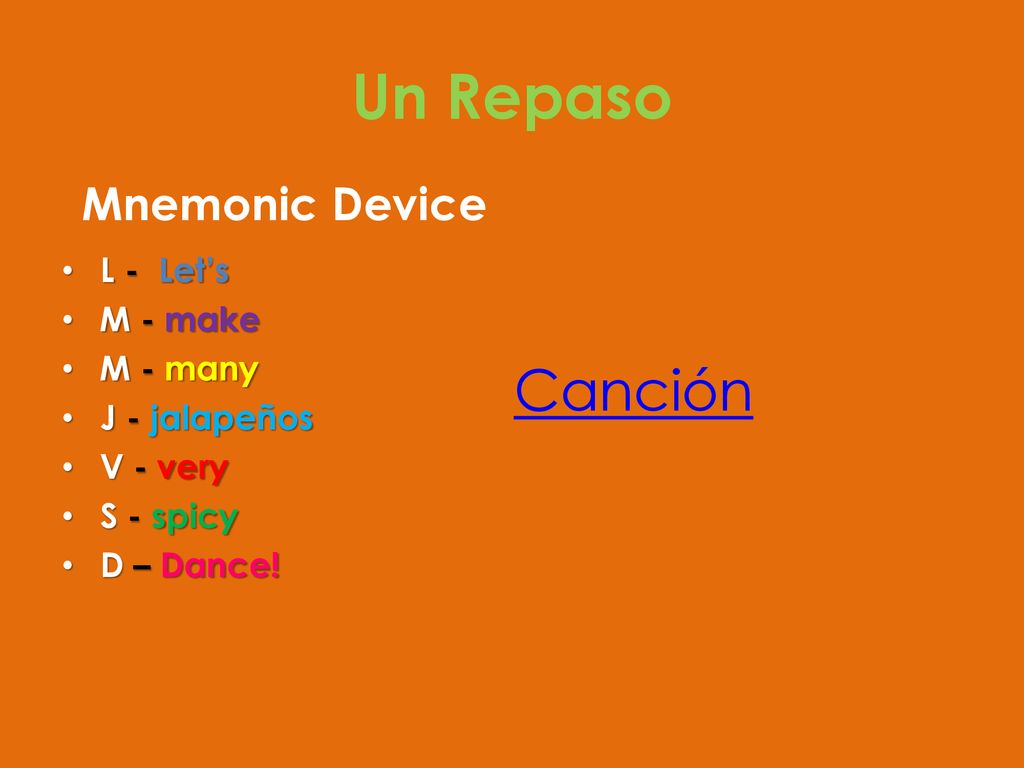 Un Repaso Canción Mnemonic Device L - Let’s M - make M - many