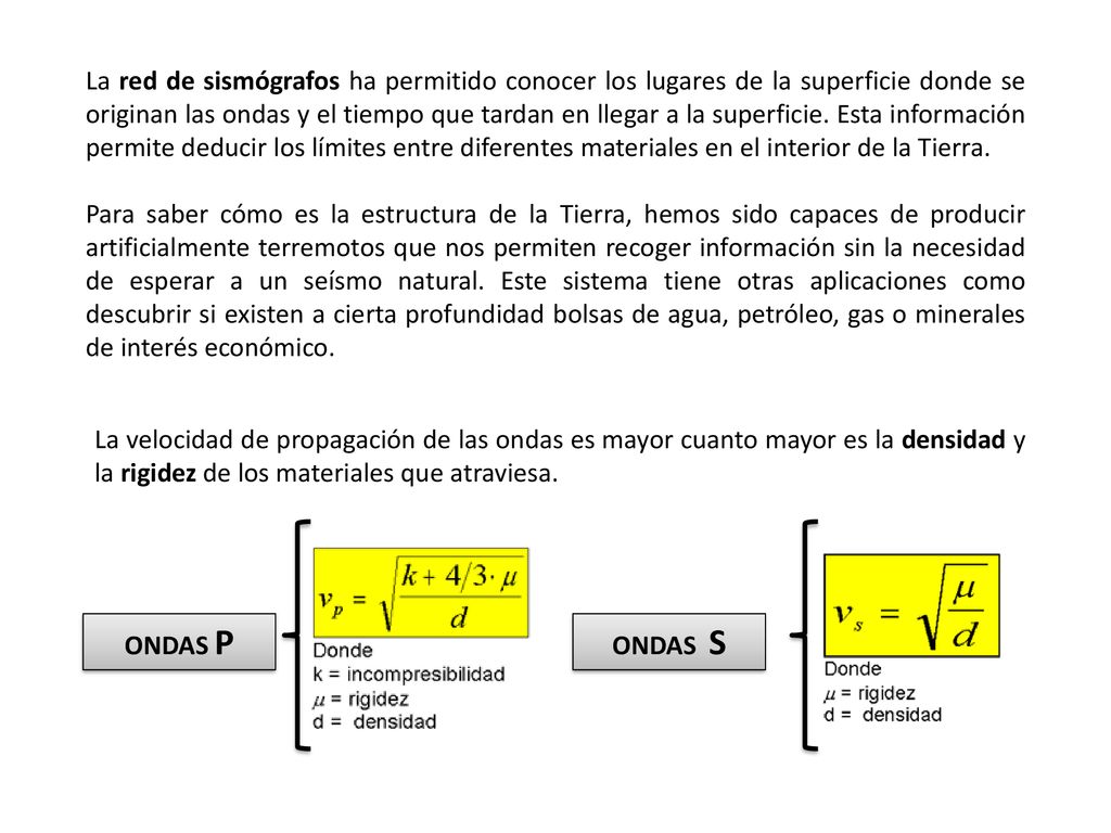 La red de sismógrafos ha permitido conocer los lugares de la superficie donde se originan las ondas y el tiempo que tardan en llegar a la superficie. Esta información permite deducir los límites entre diferentes materiales en el interior de la Tierra.