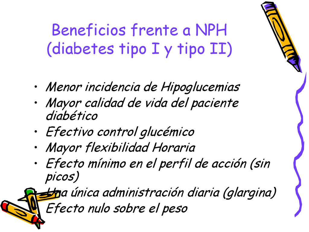 Beneficios frente a NPH (diabetes tipo I y tipo II)