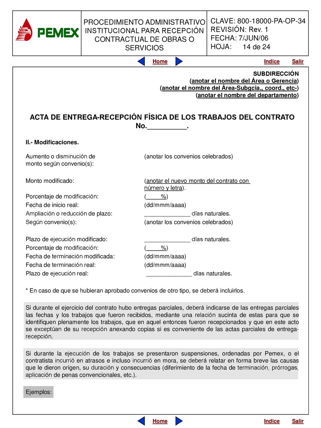 14 de 24 SUBDIRECCIÓN. (anotar el nombre del Área o Gerencia) (anotar el nombre del Área-Subgcia., coord., etc-)