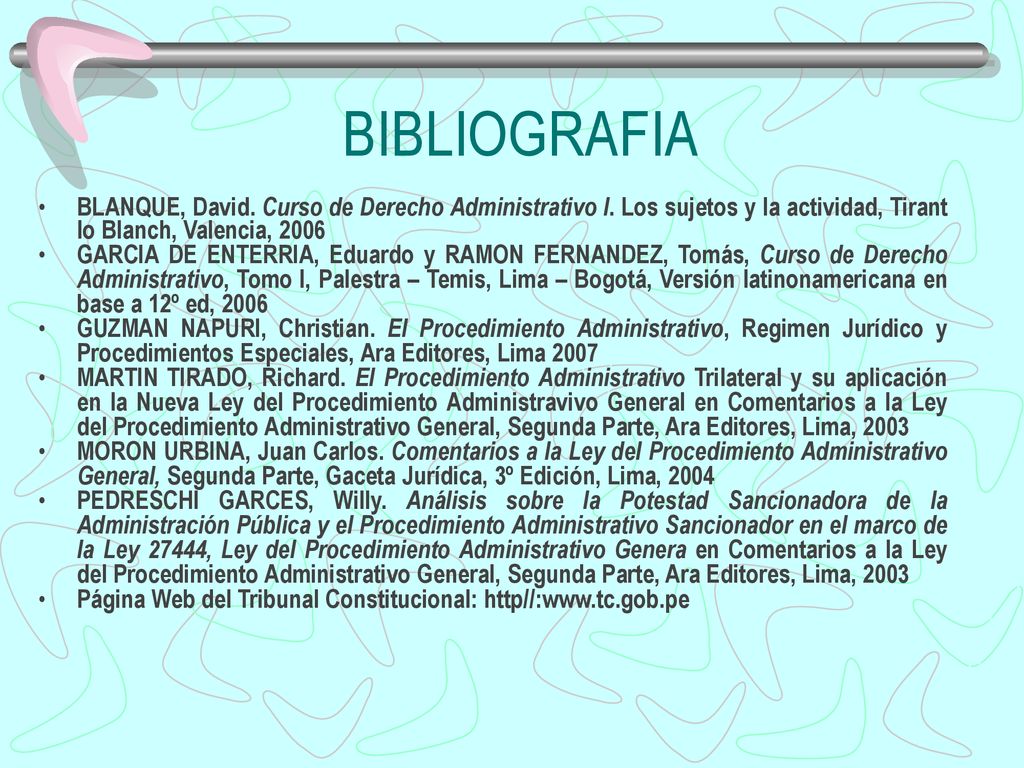 BIBLIOGRAFIA BLANQUE, David. Curso de Derecho Administrativo I. Los sujetos y la actividad, Tirant lo Blanch, Valencia,