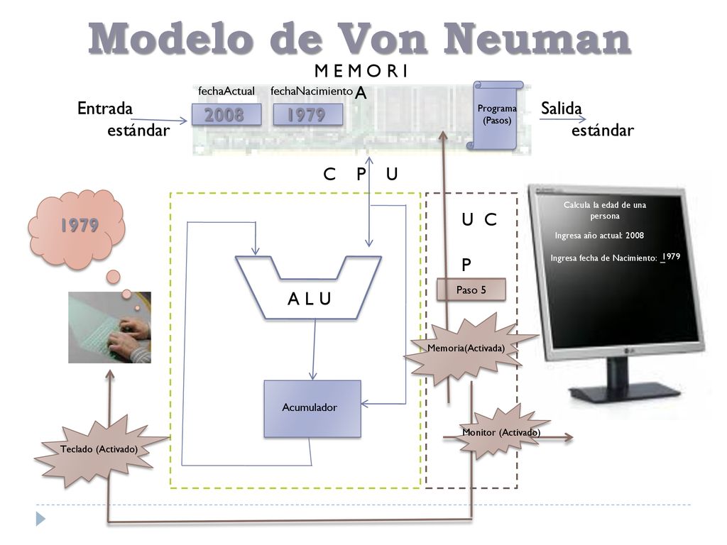 Modelo de Von Neuman M E M O R I A Entrada estándar Datos y Programa