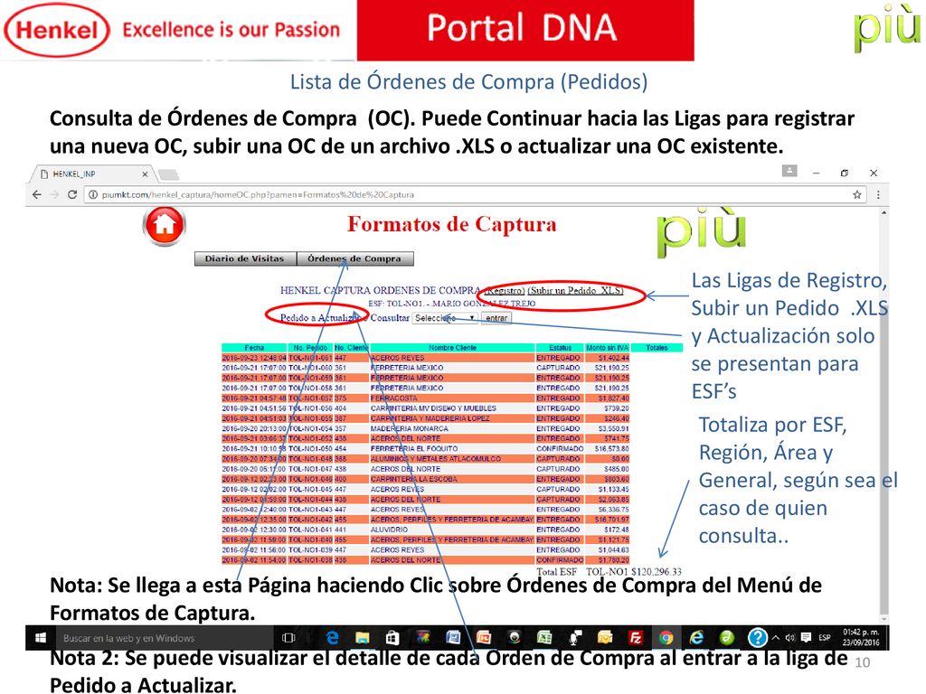 Lista de Órdenes de Compra (Pedidos)