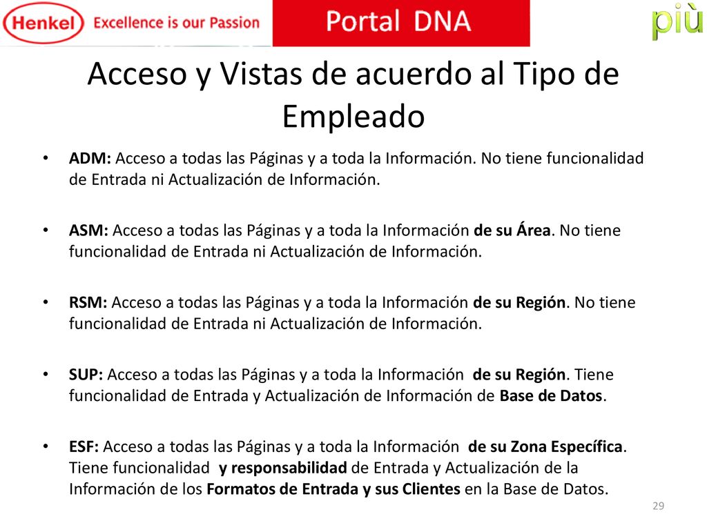 Acceso y Vistas de acuerdo al Tipo de Empleado