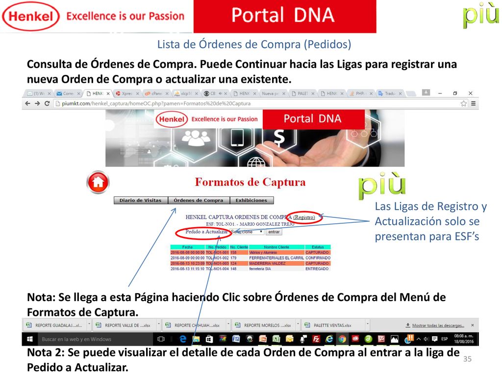Lista de Órdenes de Compra (Pedidos)