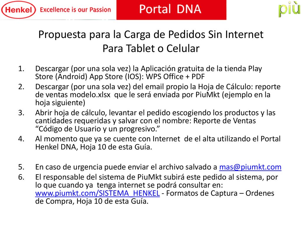 Propuesta para la Carga de Pedidos Sin Internet Para Tablet o Celular