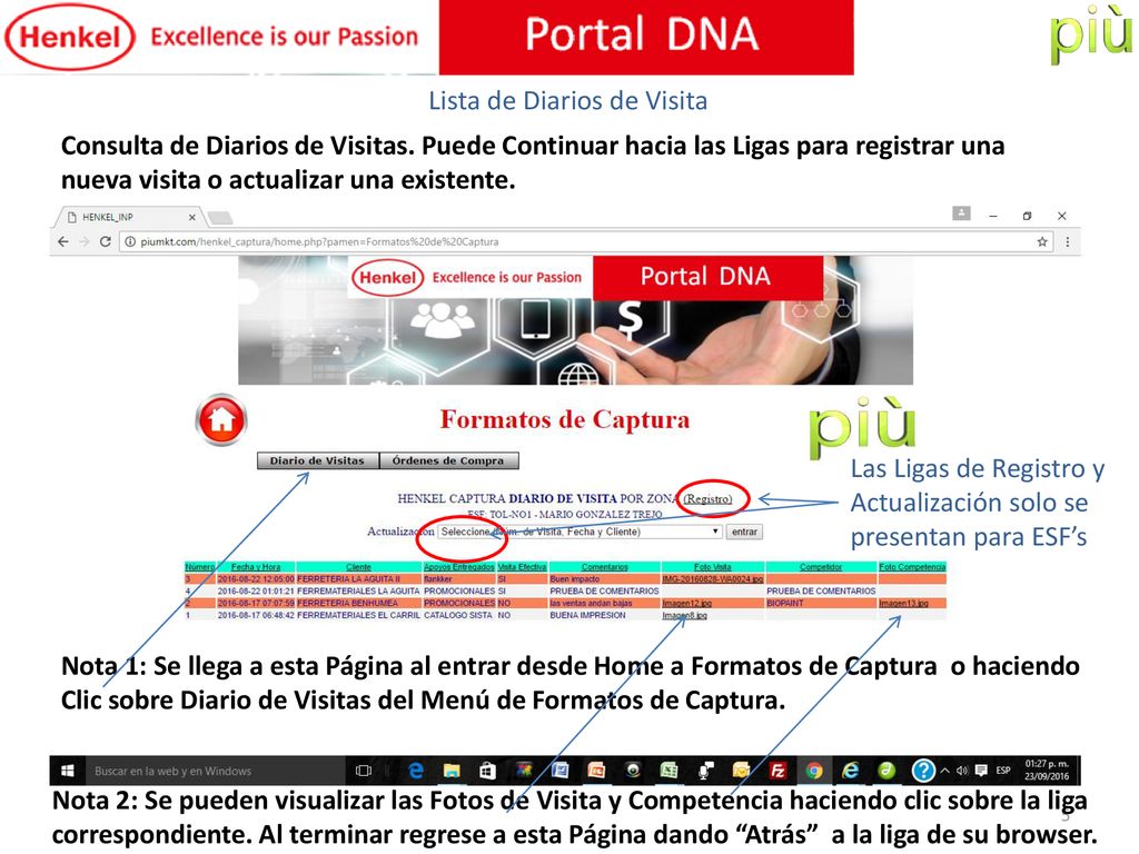 Lista de Diarios de Visita