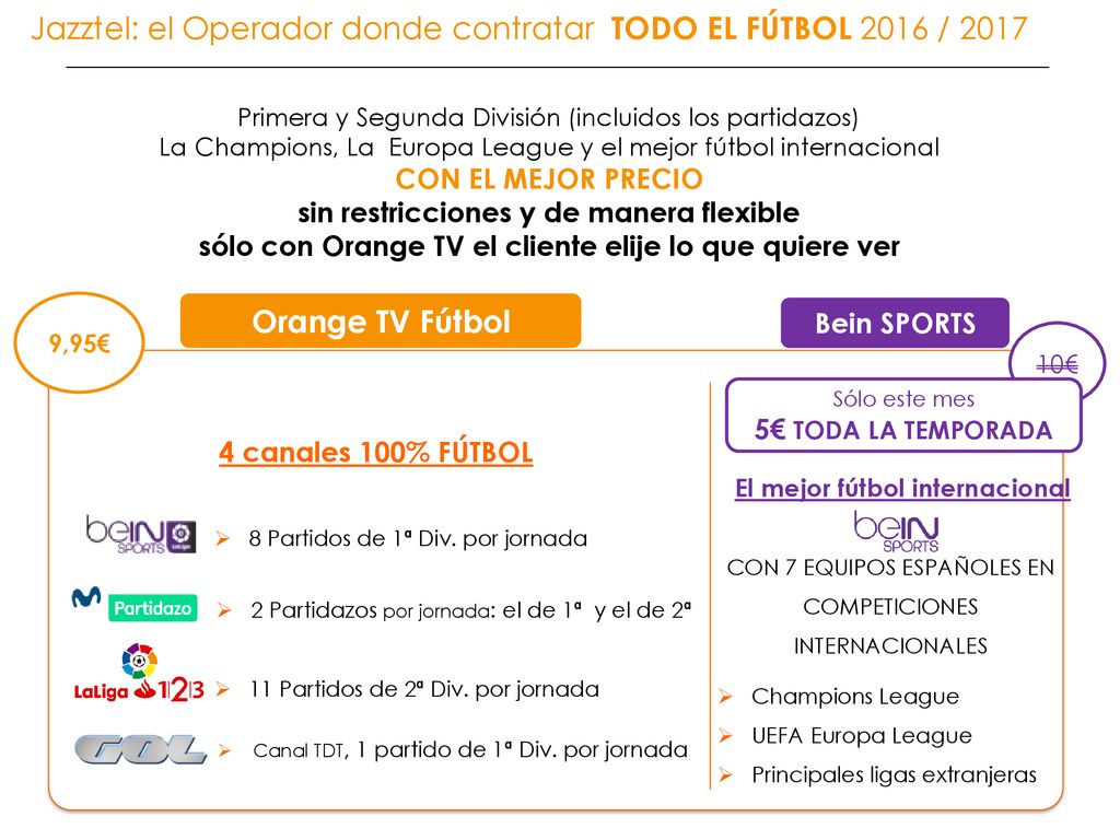Jazztel: el Operador donde contratar TODO EL FÚTBOL 2016 / 2017