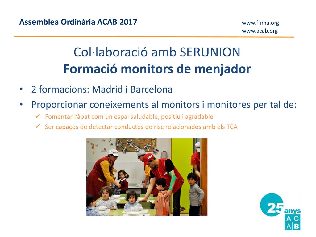 Col·laboració amb SERUNION Formació monitors de menjador