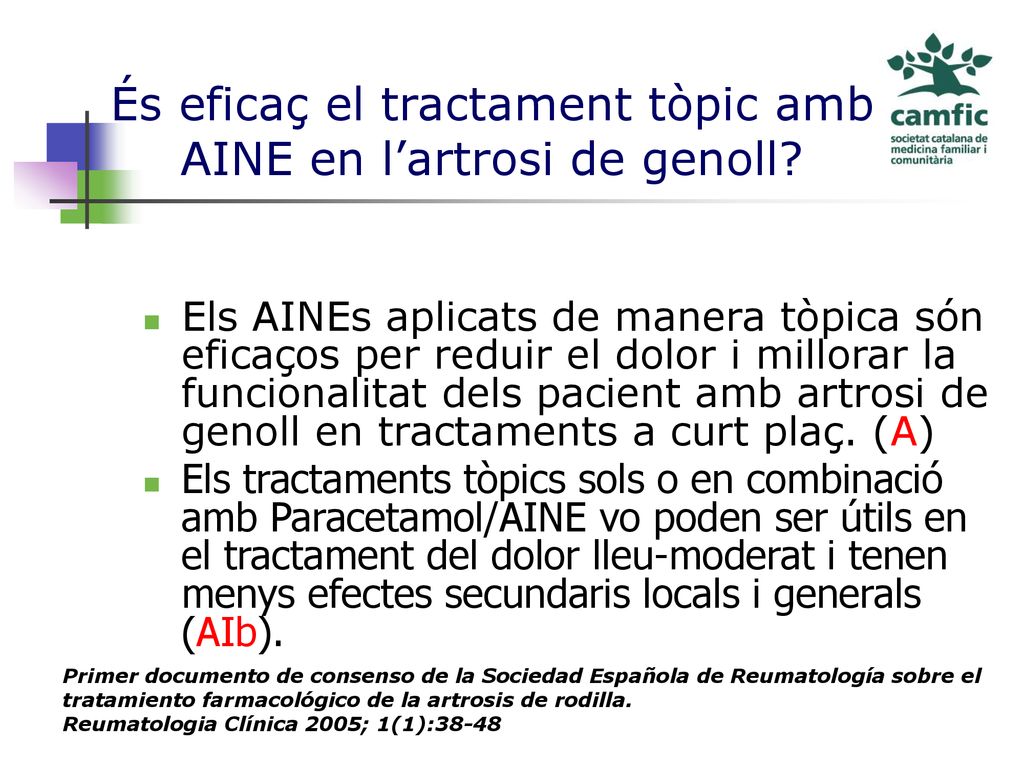 És eficaç el tractament tòpic amb AINE en l’artrosi de genoll