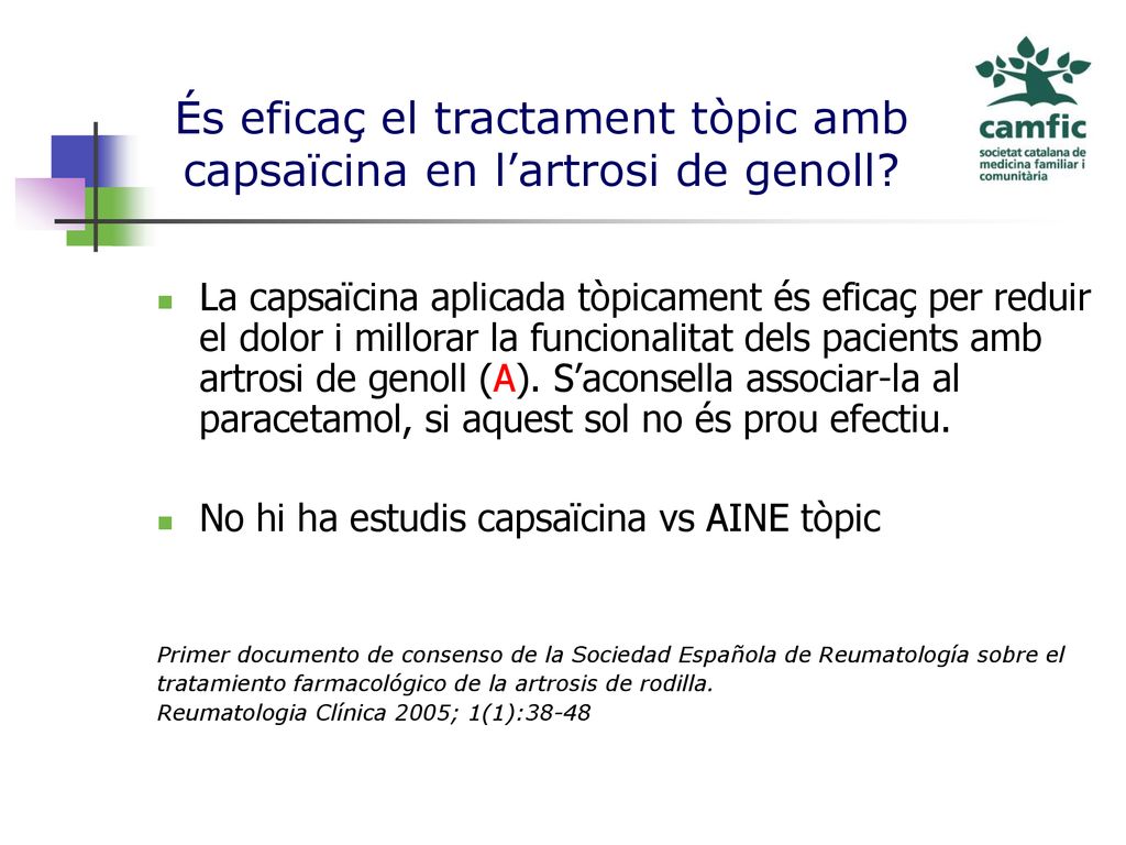 És eficaç el tractament tòpic amb capsaïcina en l’artrosi de genoll
