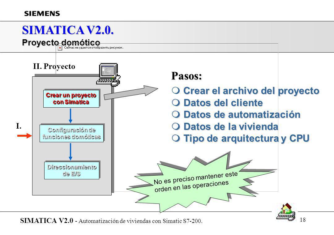SIMATICA V2.0. Pasos: Crear el archivo del proyecto Datos del cliente