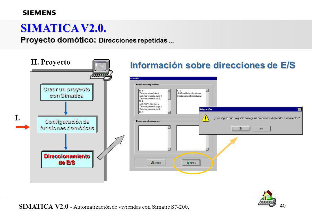 SIMATICA V2.0. Información sobre direcciones de E/S