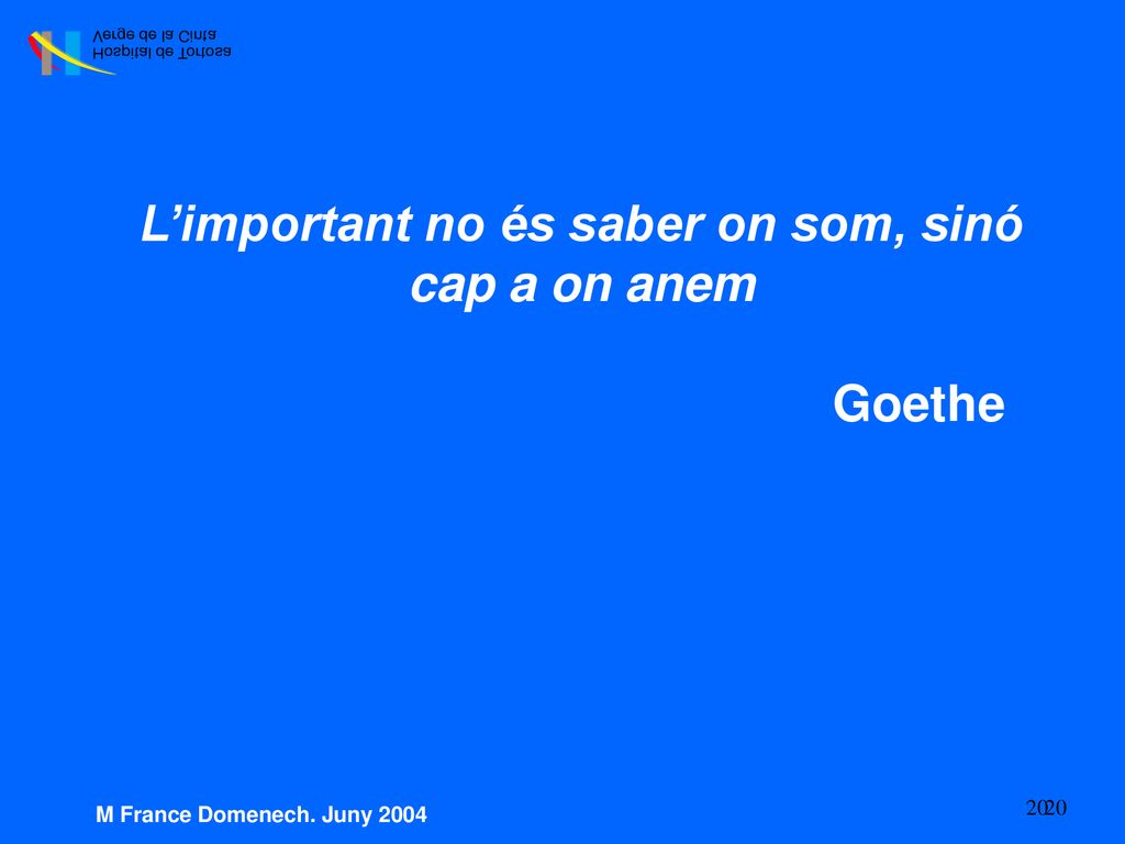 L’important no és saber on som, sinó cap a on anem Goethe