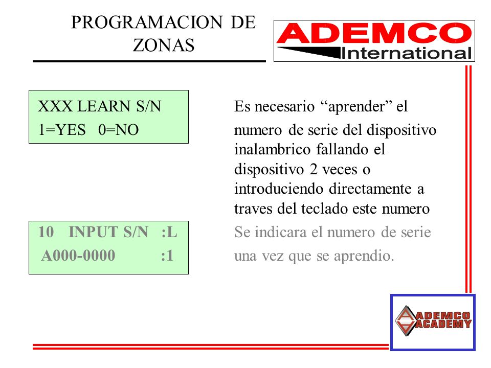 PROGRAMACION DE ZONAS XXX LEARN S/N Es necesario aprender el
