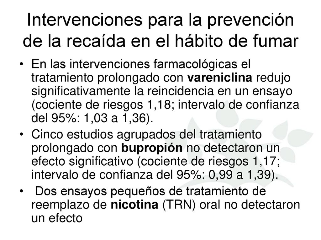 Intervenciones para la prevención de la recaída en el hábito de fumar