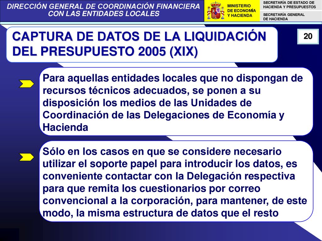 CAPTURA DE DATOS DE LA LIQUIDACIÓN DEL PRESUPUESTO 2005 (XIX)