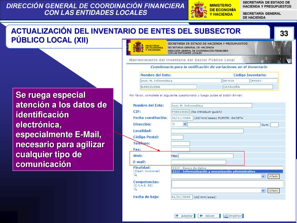 ACTUALIZACIÓN DEL INVENTARIO DE ENTES DEL SUBSECTOR PÚBLICO LOCAL (XII)