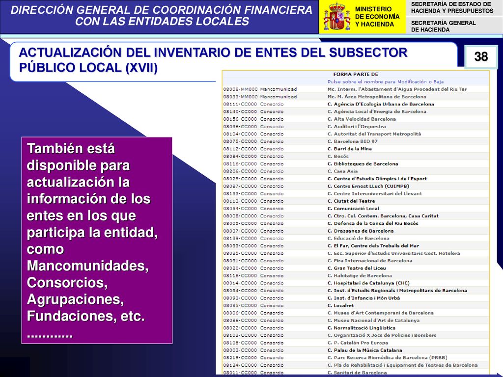 ACTUALIZACIÓN DEL INVENTARIO DE ENTES DEL SUBSECTOR PÚBLICO LOCAL (XVII)