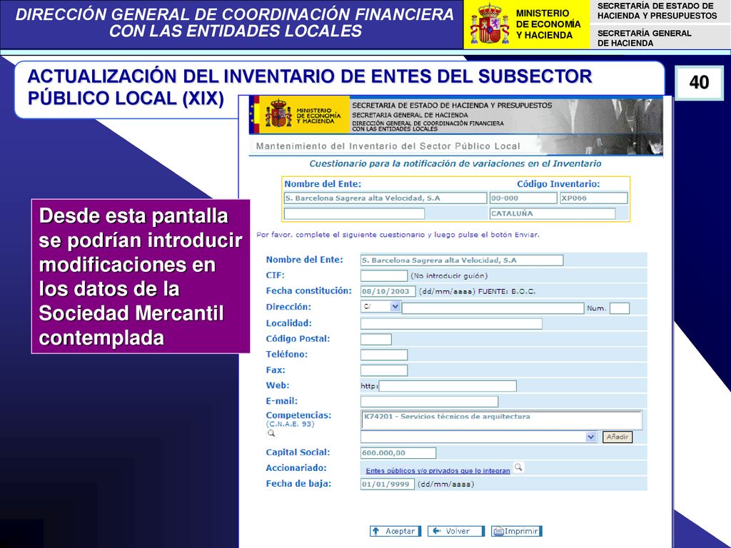 ACTUALIZACIÓN DEL INVENTARIO DE ENTES DEL SUBSECTOR PÚBLICO LOCAL (XIX)