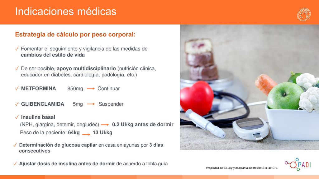 Indicaciones médicas Estrategia de cálculo por peso corporal: