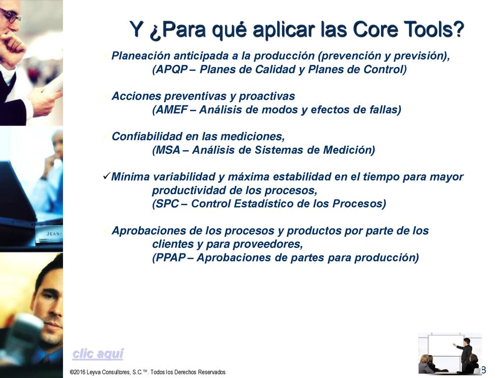 Y ¿Para qué aplicar las Core Tools