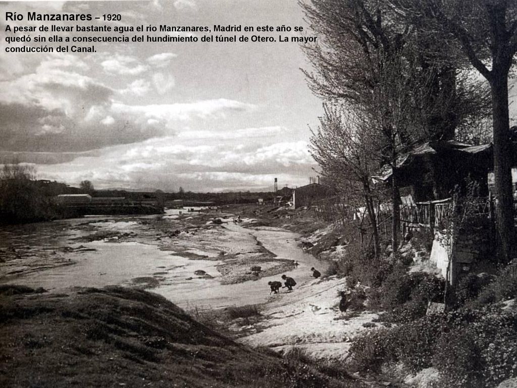 Río Manzanares – 1920 A pesar de llevar bastante agua el río Manzanares, Madrid en este año se.