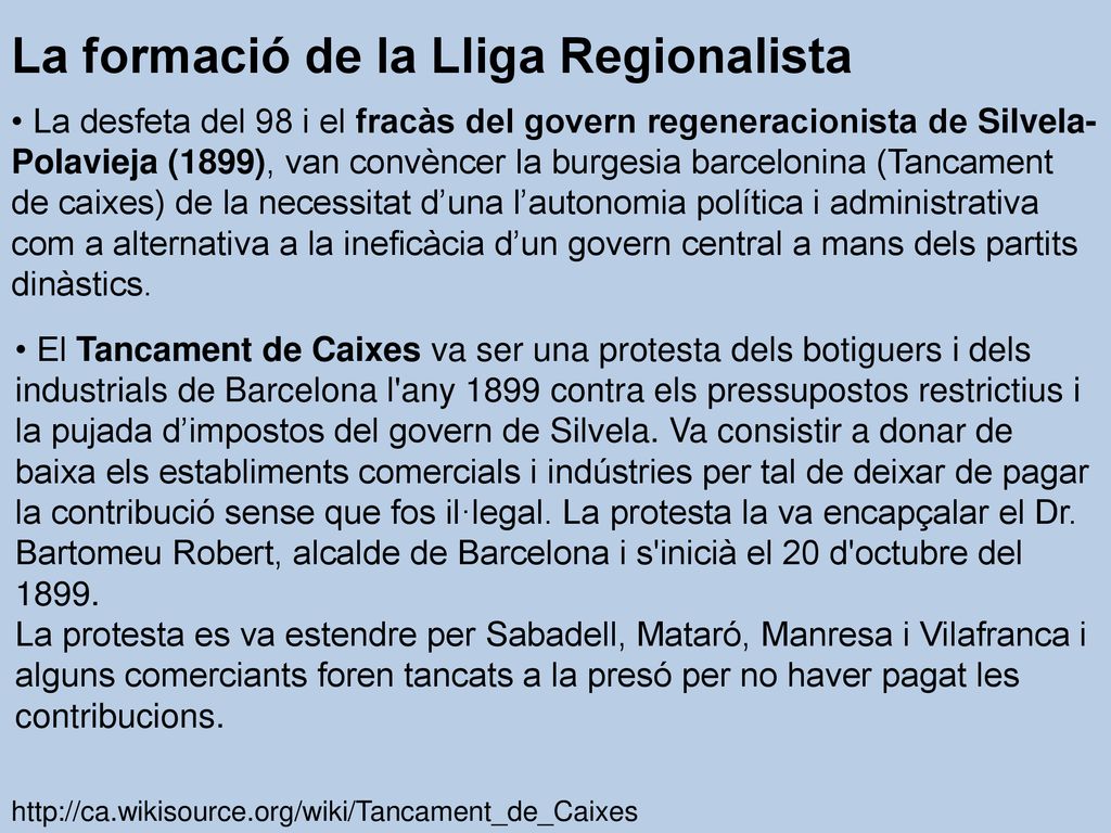 La formació de la Lliga Regionalista