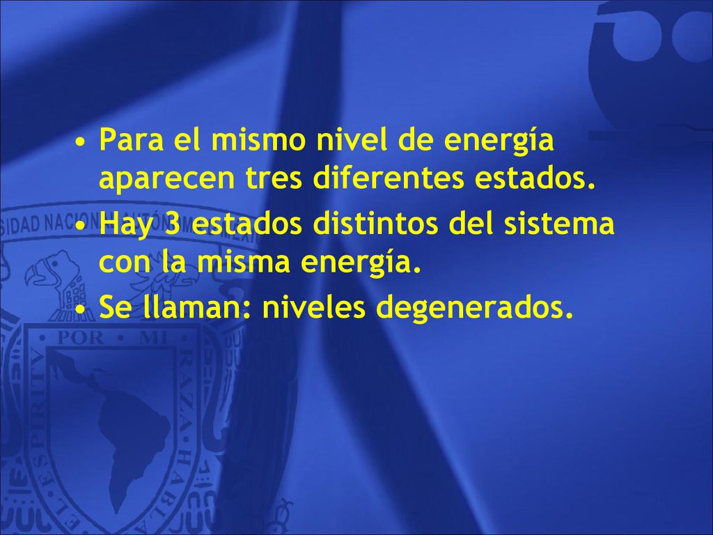 Para el mismo nivel de energía aparecen tres diferentes estados.