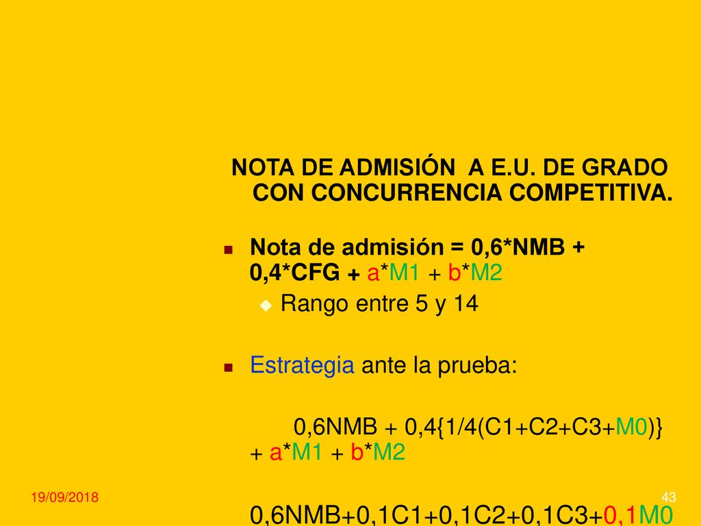 NOTA DE ADMISIÓN A E.U. DE GRADO CON CONCURRENCIA COMPETITIVA.