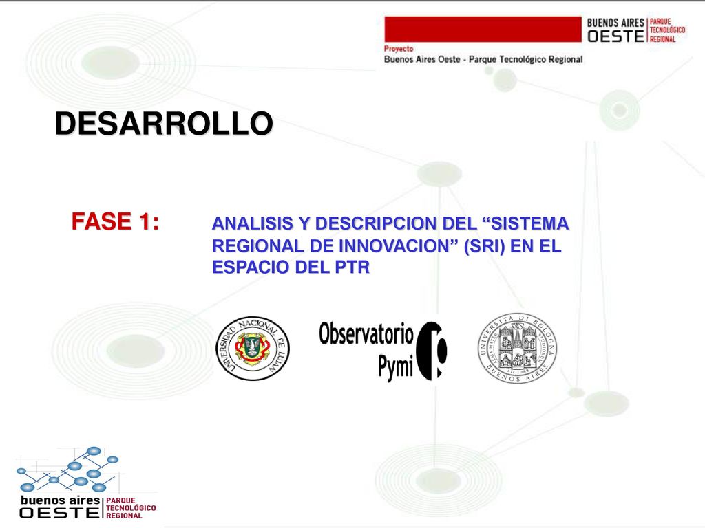 DESARROLLO FASE 1: ANALISIS Y DESCRIPCION DEL SISTEMA REGIONAL DE INNOVACION (SRI) EN EL ESPACIO DEL PTR.