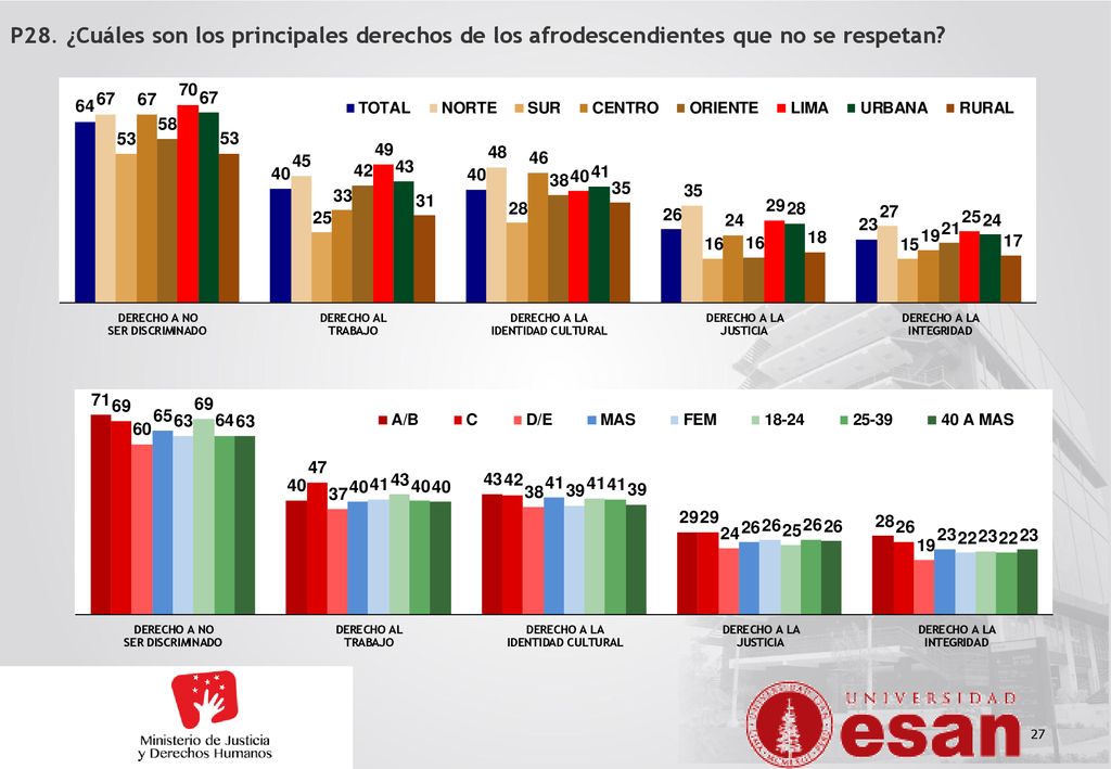 P28. ¿Cuáles son los principales derechos de los afrodescendientes que no se respetan