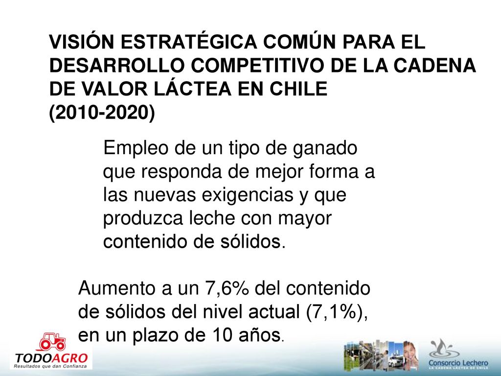 VISIÓN ESTRATÉGICA COMÚN PARA EL DESARROLLO COMPETITIVO DE LA CADENA DE VALOR LÁCTEA EN CHILE
