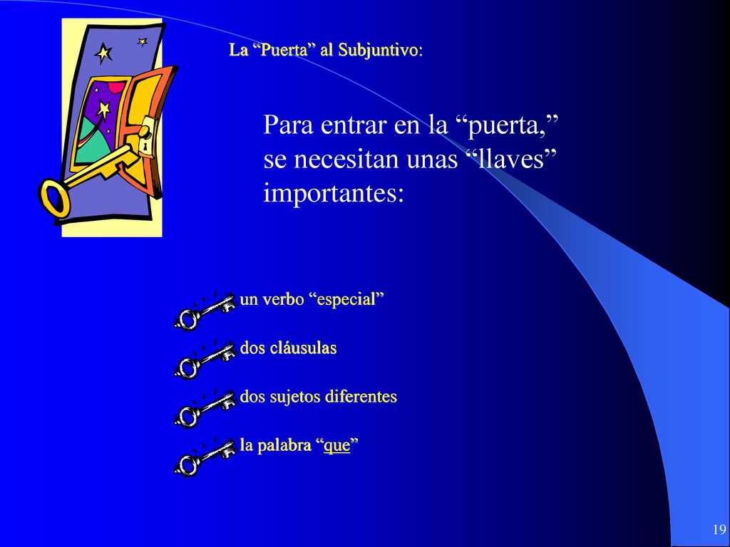 Para entrar en la puerta, se necesitan unas llaves importantes: